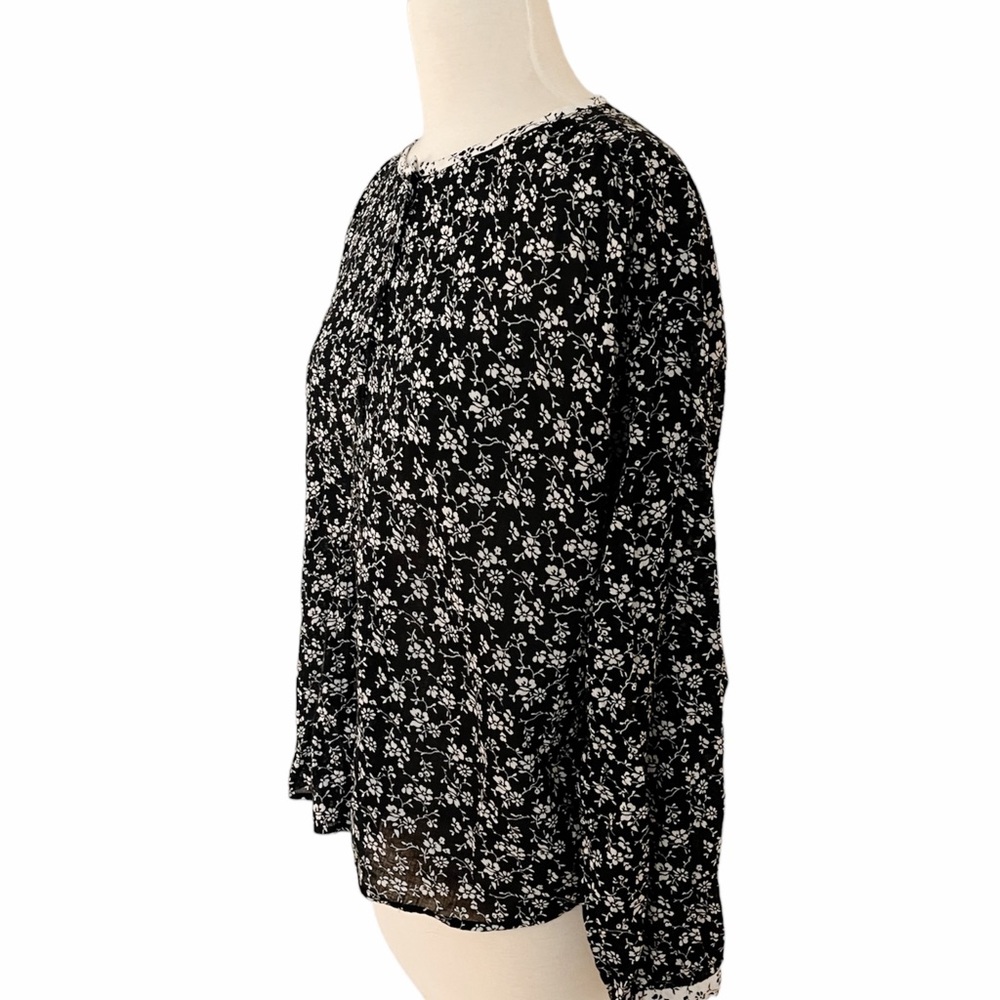 Madewell Black and White Floral Top